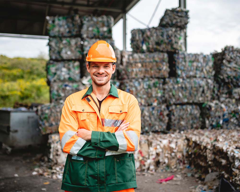 male recycling plant worker